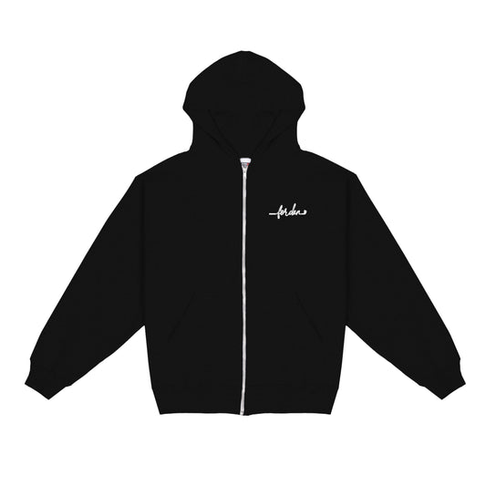 Black Script Zip Up